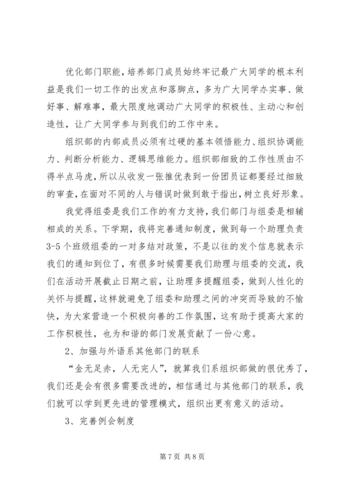 竞选团总支组织部副部长工作设想计划.docx