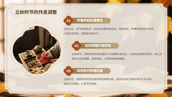 褐色中国风立秋养生PPT模板