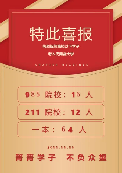 学校金榜题名档案袋喜报word模板