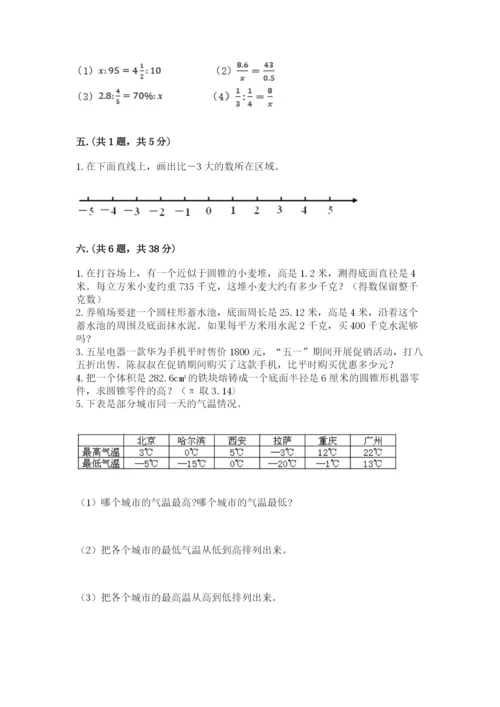 人教版六年级数学下学期期末测试题含完整答案（考点梳理）.docx