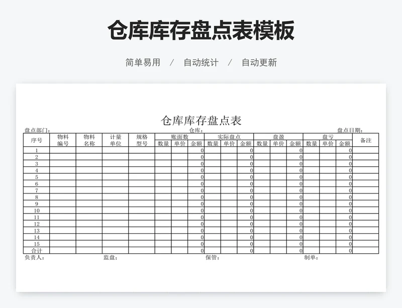 仓库库存盘点表模板