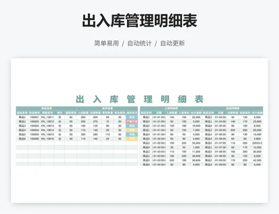 出入库管理明细表