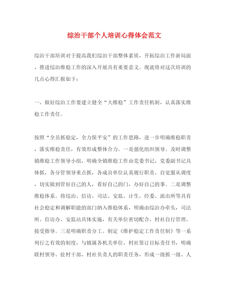 精编综治干部个人培训心得体会范文.docx