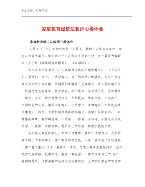 2024年家庭教育促进法教师心得体会优选例文15篇合集.docx