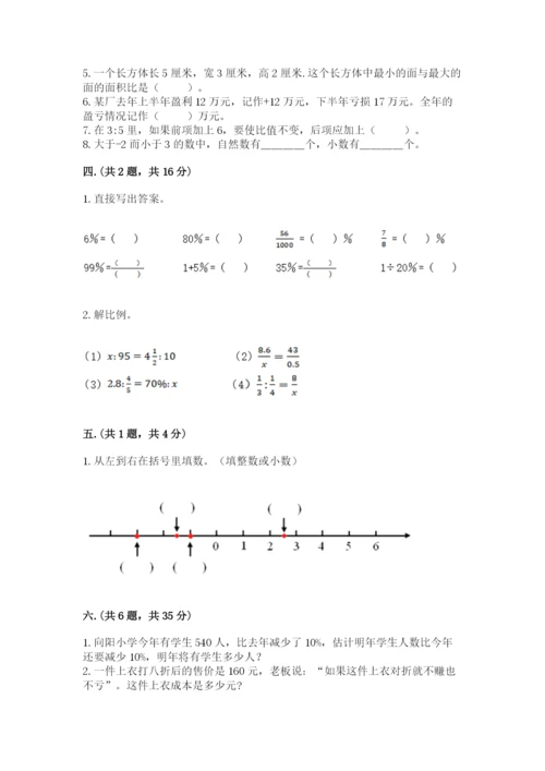 小学六年级数学摸底考试题附答案（突破训练）.docx