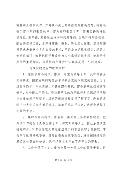 关于省委巡视整改专题民主生活会个人对照材料讲话稿.docx