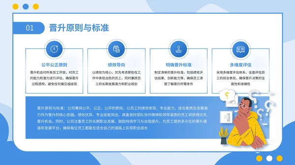 蓝黄色扁平插画风企业春季招聘通用PPT模板