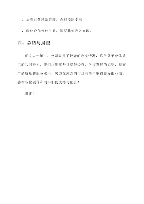 公司收支年度总结汇报