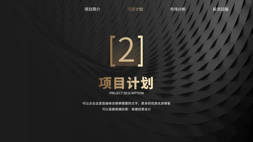 黑金风格项目介绍企业宣传公司介绍招商融资商业计划书PPT模板