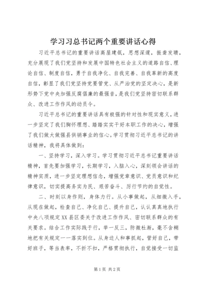 学习习总书记两个重要讲话心得.docx