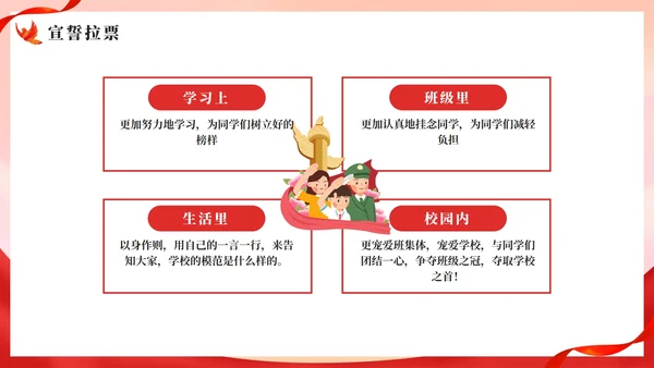 卡通可爱少先队大队委员竞选自我介绍PPT模板