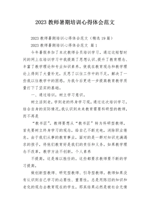 2023教师暑期培训心得体会范文.docx