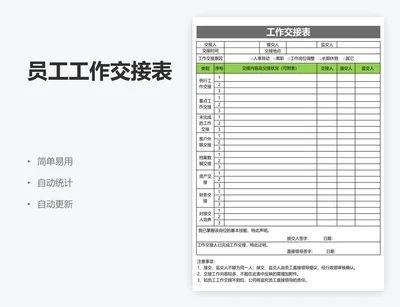 员工工作交接表