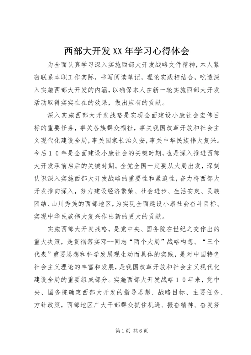 西部大开发XX年学习心得体会.docx