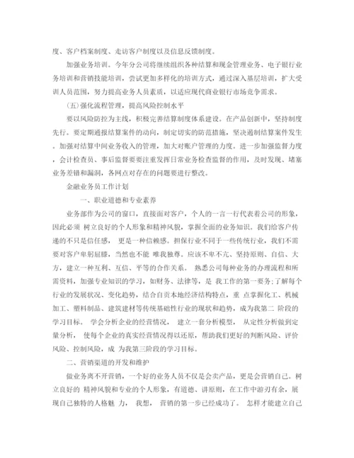 精编之金融工作计划范文精选【五篇】.docx