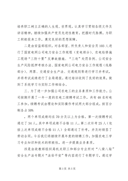电力职工教育培训工作总结及工作安排_1.docx