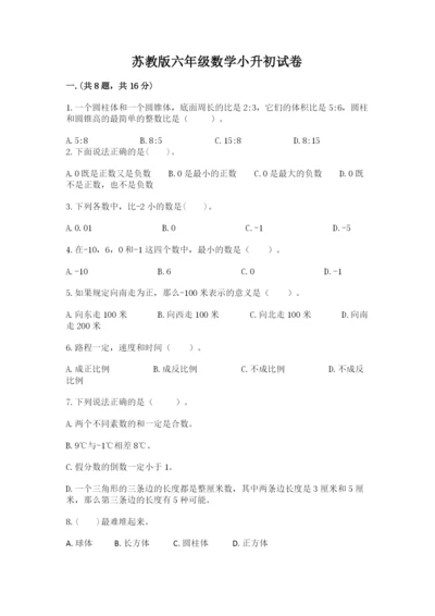 苏教版六年级数学小升初试卷附参考答案【满分必刷】.docx