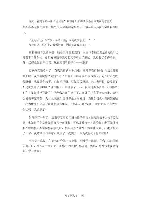 牵挂高三作文