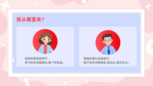 红色卡通男生女生不一样两性教育PPT模板