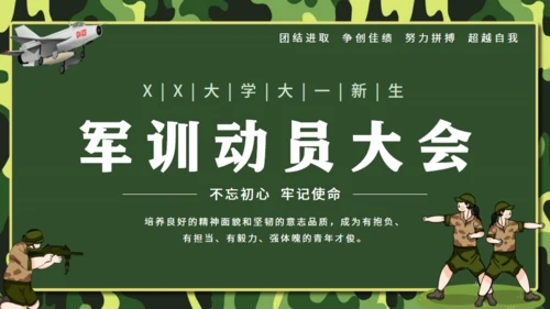 迷彩风军训动员大会通用PPT模板
