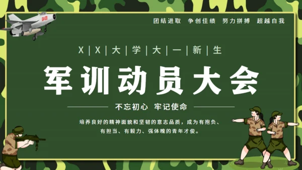 迷彩风军训动员大会通用PPT模板