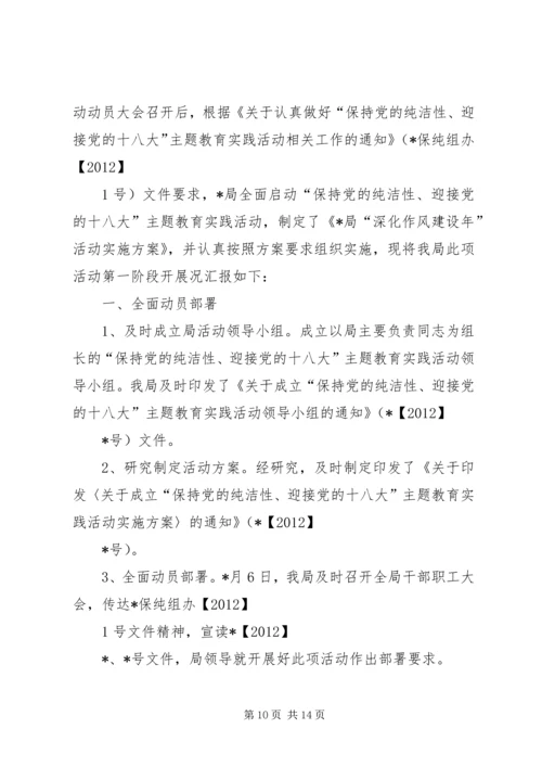 定城镇“保持党的纯洁性、迎接党的十八大”主题教育实践活动阶段性工作小结.docx