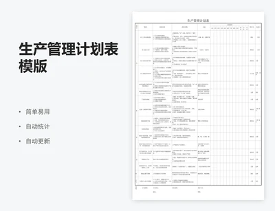 生产管理计划表模版