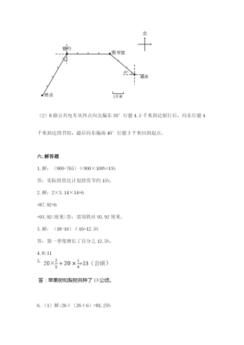 2022六年级上册数学期末测试卷附参考答案【精练】.docx