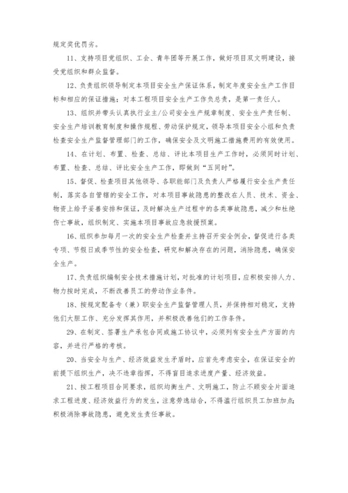 项目经理、书记与副经理责任书(样本).docx