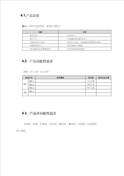 产品市场需求文档MRD