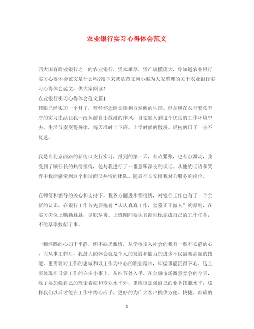 精编农业银行实习心得体会范文.docx