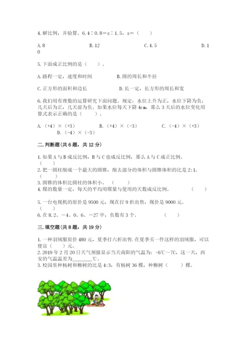 邢台市桥西区六年级下册数学期末测试卷含答案.docx