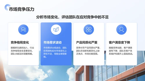 蓝色商务风季度团队绩效回顾与优化建议PPT模板