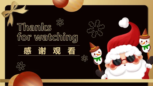 黑色扁平风潮流圣诞老人雪人PPT模板