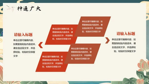 中国风新中式手绘神话传说故事人物哪吒介绍PPT模板