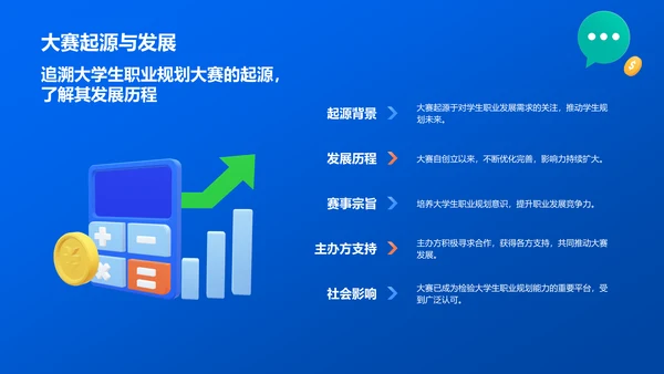 蓝色插画风大学生职业规划大赛PPT模板