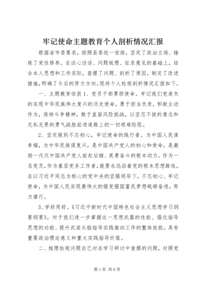 牢记使命主题教育个人剖析情况汇报.docx