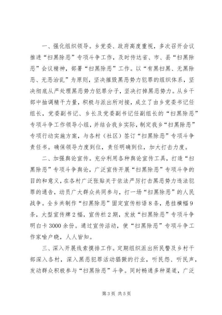 乡镇扫黑除恶专项斗争某年工作总结.docx