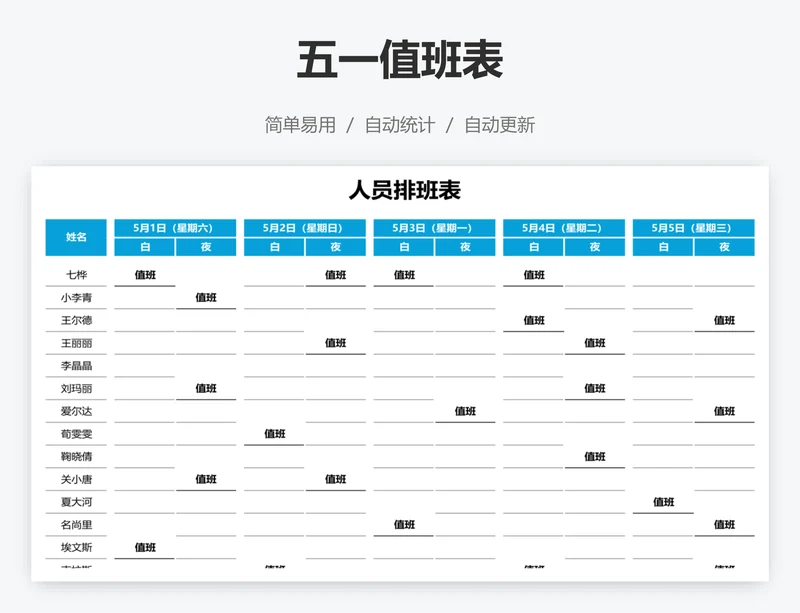 五一值班表