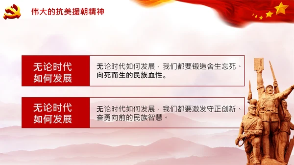 学习中国共产党党史抗美援朝精神PPT模板