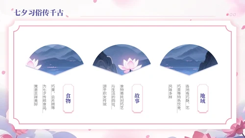 玫瑰红藤萝紫双色中国风七夕文化学校传统文化课程PPT模板