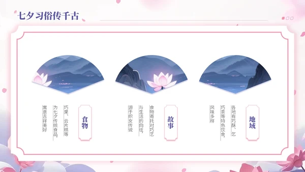 玫瑰红藤萝紫双色中国风七夕文化学校传统文化课程PPT模板