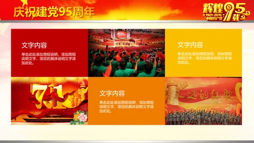 辉煌历程庆祝建党95周年建党节PPT图片