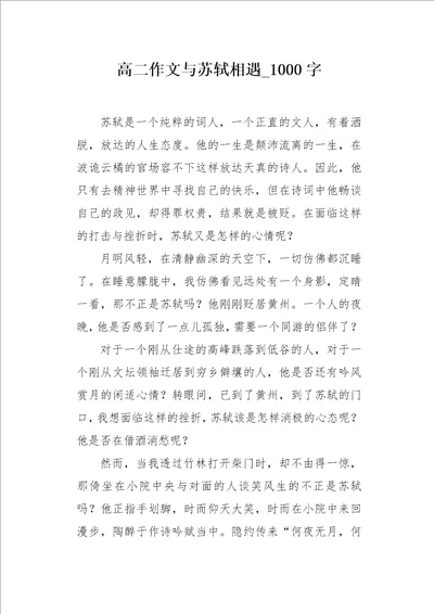 高二作文与苏轼相遇1000字