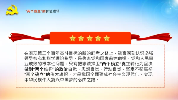 两个确立的决定性意义党支部党课PPT课件