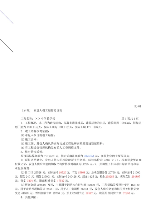 造价建设工程工程量清单计价规范第39讲：竣工结算编制使用表格及案例(一)(2013新版).docx