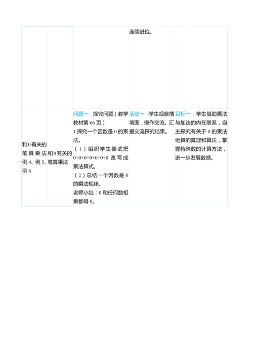（大单元整体教学）第六单元多位数乘一位数 单元分析（表格式）教学设计 人教版 三年级上册数学
