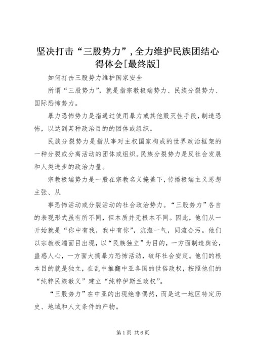 坚决打击“三股势力”,全力维护民族团结心得体会[最终版] (4).docx