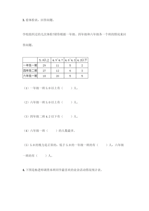 人教版二年级下册数学第一单元-数据收集整理-测试卷带答案【培优】.docx