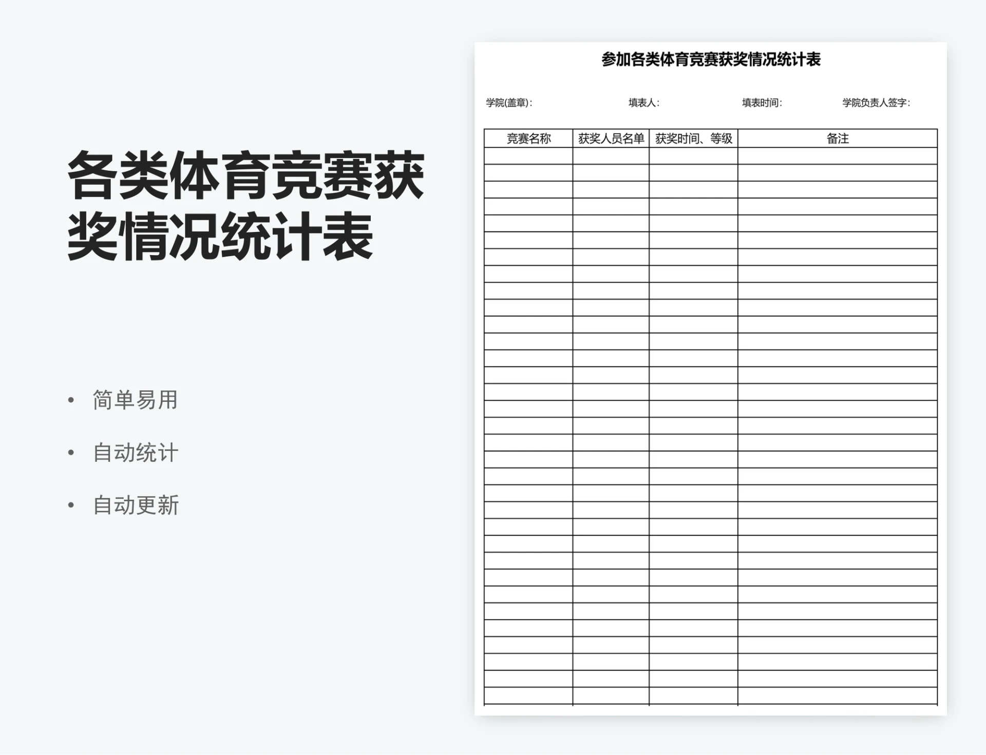 各类体育竞赛获奖情况统计表